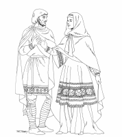 A coloring page of middle ages clothing